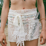 white pvc cotton lace mini bistro apron