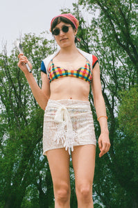 white pvc cotton lace mini bistro apron