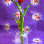 small iridescent sculptured handblown glass vase