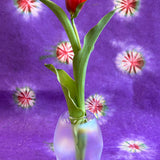 small iridescent sculptured handblown glass vase