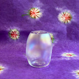 small iridescent sculptured handblown glass vase
