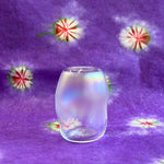 small iridescent sculptured handblown glass vase