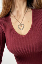 Load image into Gallery viewer, Silver heart necklace with a romantic red crystal
