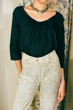 Load image into Gallery viewer, white cotton green ink splatter stove pipe jeans