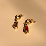 18k gold plated brass dangling earrings citrine stone