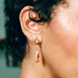 18k gold plated brass dangling earrings citrine stone