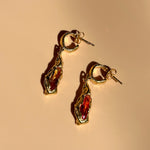 18k gold plated brass dangling earrings citrine stone