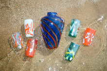 Load image into Gallery viewer, iridescent aqua tropical hand blown tumbler glass