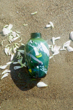 Load image into Gallery viewer, green sparkle speckled hand blown glass vase