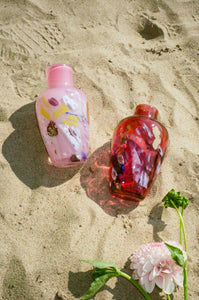 pomegranate speckled hand blown glass vase