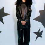 high waisted natural rubber black cargo pants