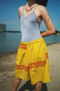 pedal loom cotton baggy shorts in yellow