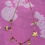 gold plated silver half moon star charm necklace