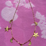 gold plated silver half moon star charm necklace