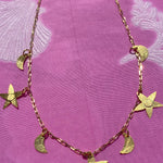 gold plated silver half moon star charm necklace