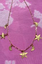 Load image into Gallery viewer, gold plated silver half moon star charm necklace