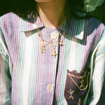 gold plated silver half moon star charm necklace