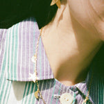 gold plated silver half moon star charm necklace