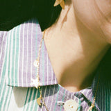 gold plated silver half moon star charm necklace