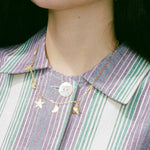 gold plated silver half moon star charm necklace