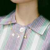 gold plated silver half moon star charm necklace