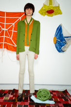 Load image into Gallery viewer, Green long sleeve ribbed knit fitted blazer with black buttons