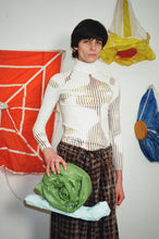 Load image into Gallery viewer, Unisex Italiano white fitted ribbed turtleneck with abstract desert rain print