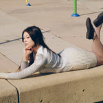 cotton lycra fitted ribbed forest mini dress