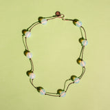 NOUÉ NECKLACE IN OPALINE BLUE MARBLED/BLACK