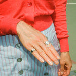 sterling silver kinetic ring with harness loop