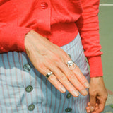 sterling silver kinetic ring with harness loop