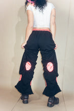 Load image into Gallery viewer, orange and black panelled cotton track pants