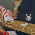 cotton polyester red stripe holiday oven mitt