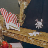 cotton polyester red stripe holiday oven mitt