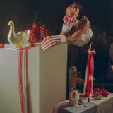 cotton polyester red stripe holiday oven mitt