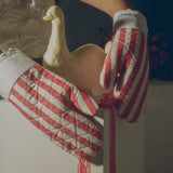 cotton polyester red stripe holiday oven mitt