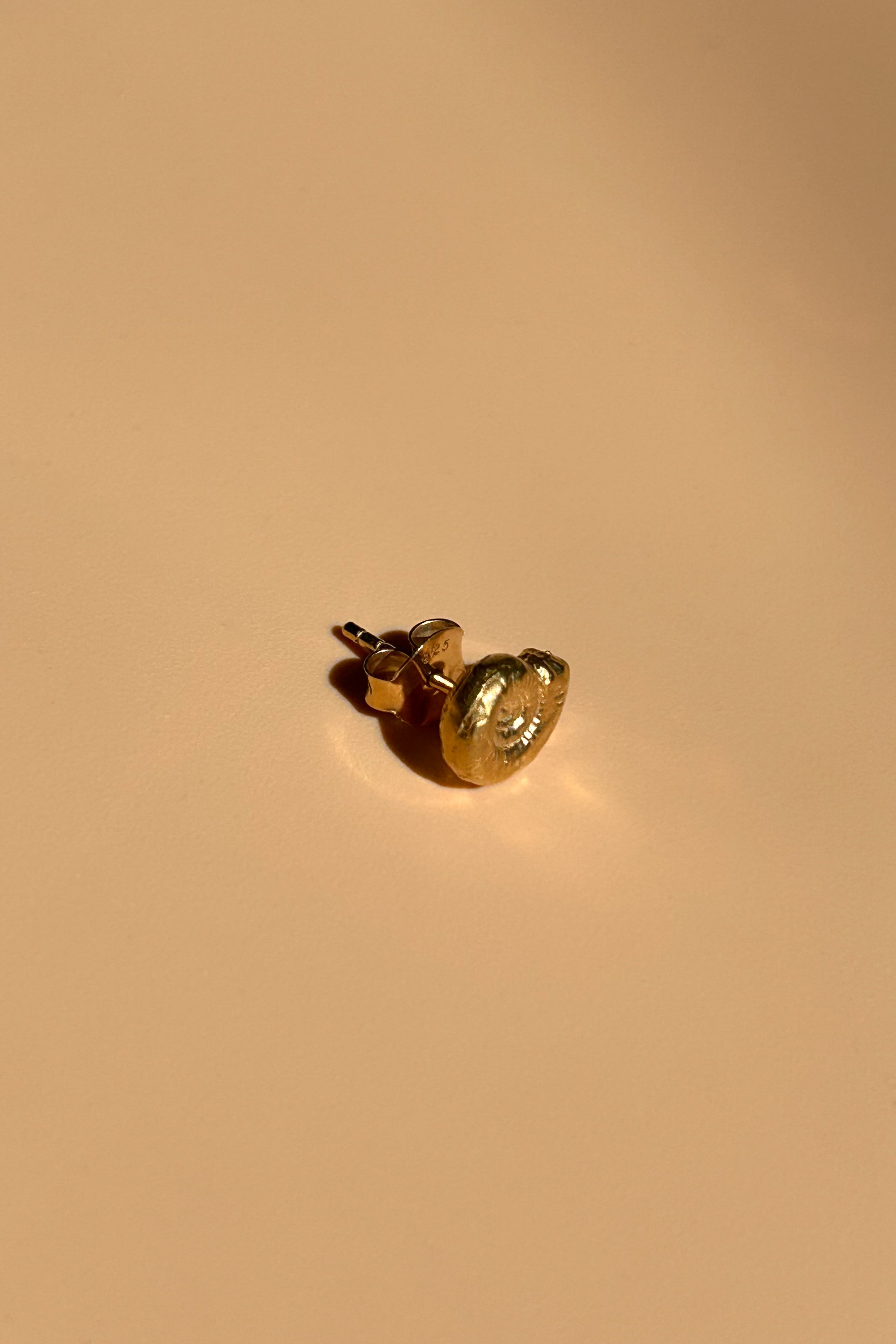 18k gold plated brass spiral shell stud earring