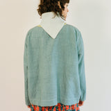DYED LINEN PAINTER JACKET IN BLUE