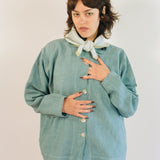DYED LINEN PAINTER JACKET IN BLUE