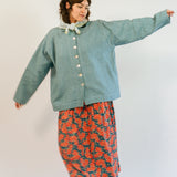 DYED LINEN PAINTER JACKET IN BLUE