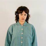 DYED LINEN PAINTER JACKET IN BLUE