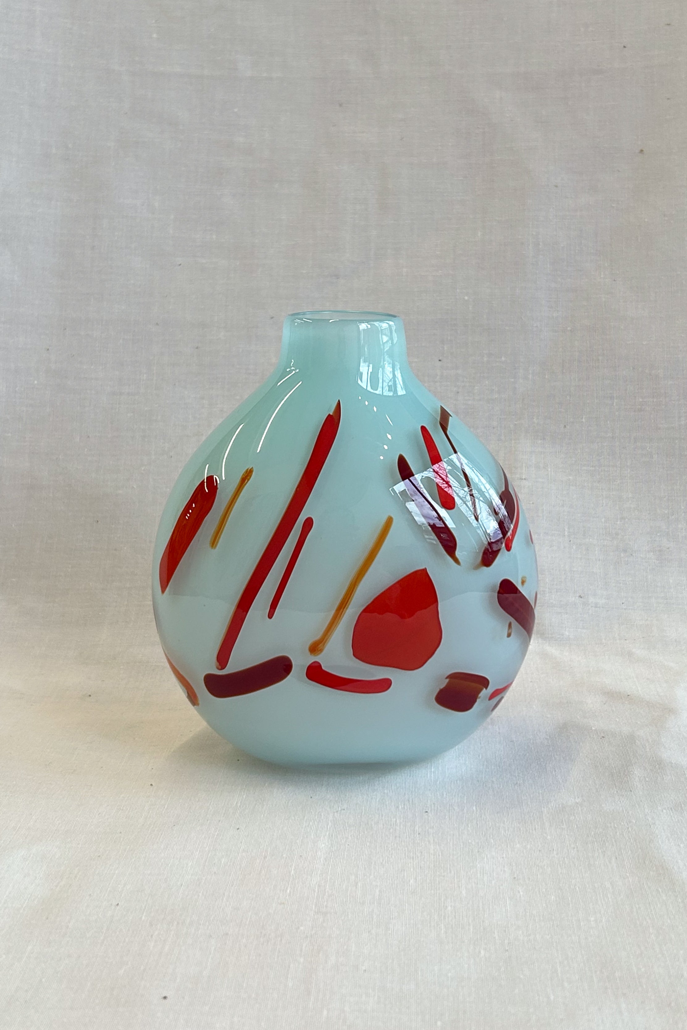 small vase with expressive strokes of colour pattern