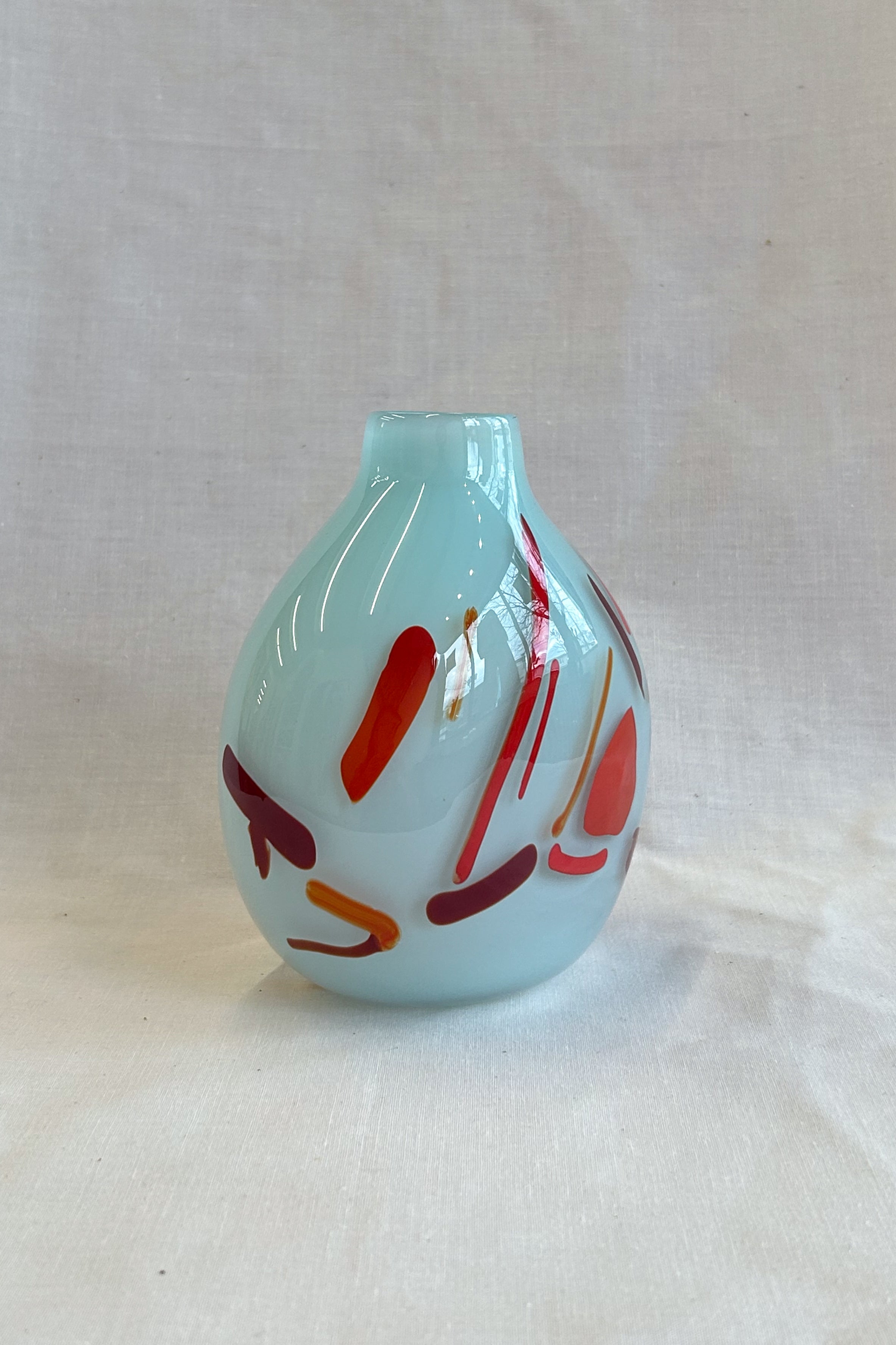 small vase with expressive strokes of colour pattern