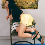 navy nubuck leather thick thong wooden platform sandal