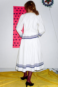 cotton sailor top in white and navy stripe