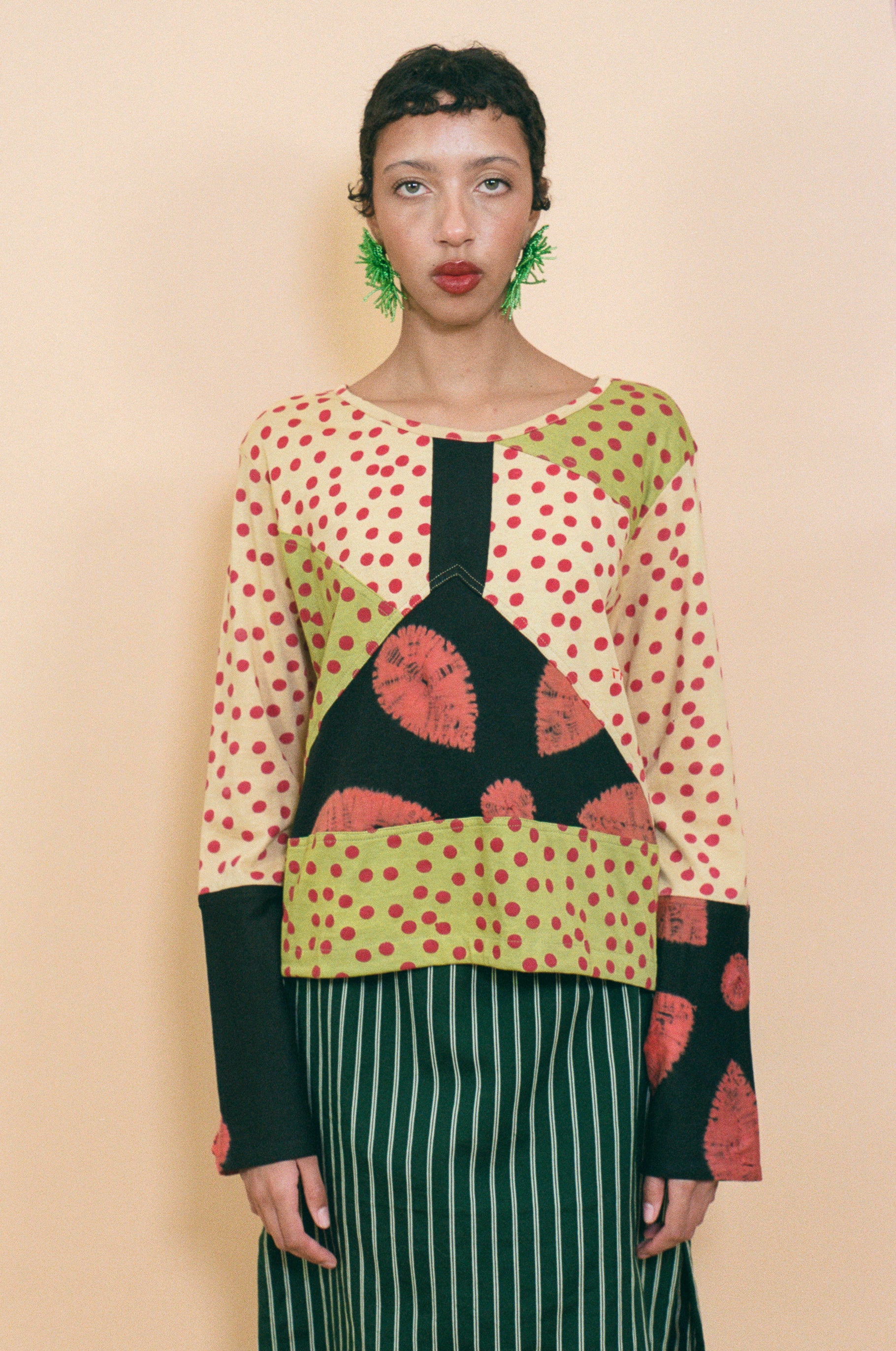 cotton long sleeve classic cut tie dye top