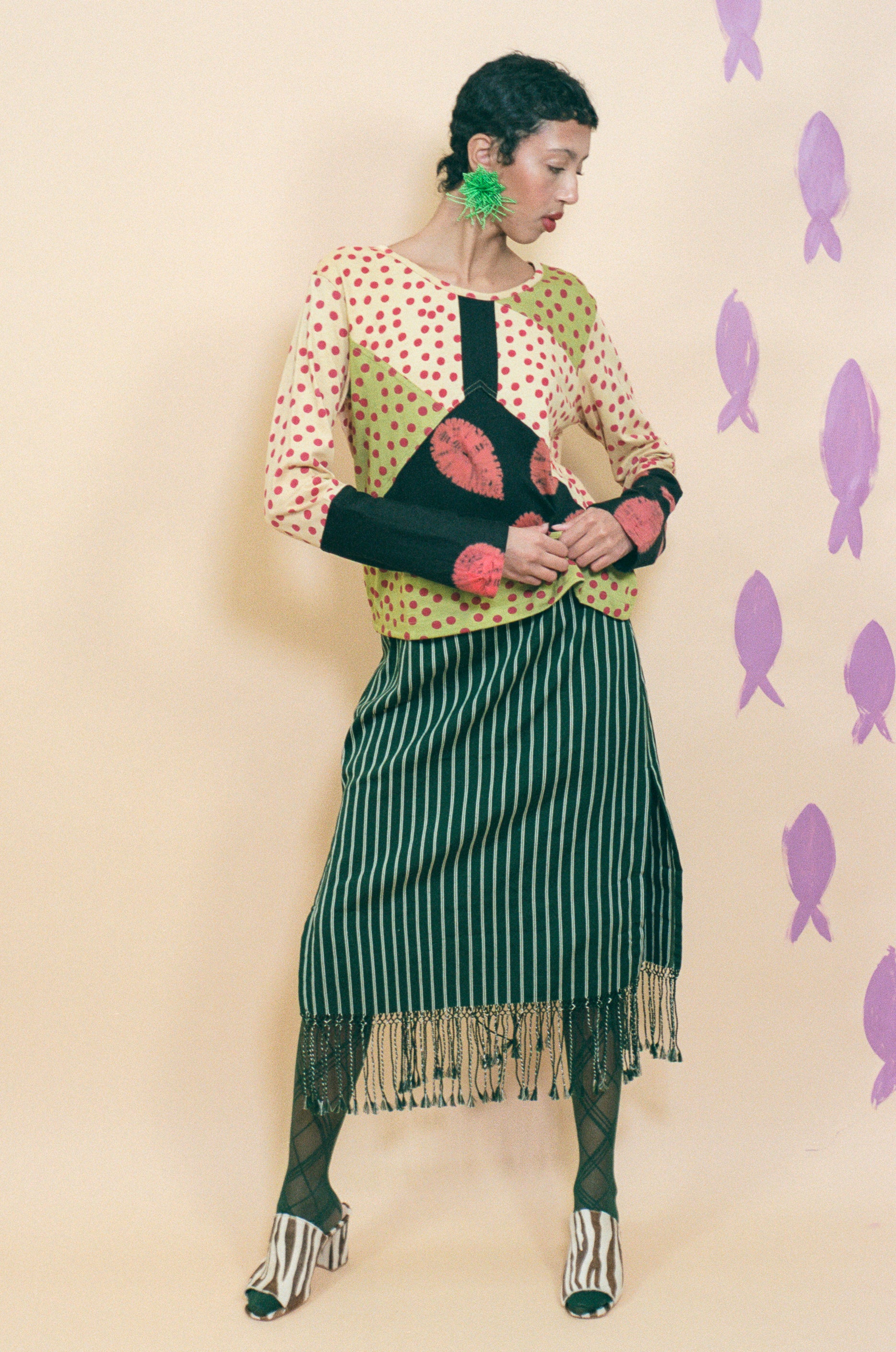 cotton long sleeve classic cut tie dye top