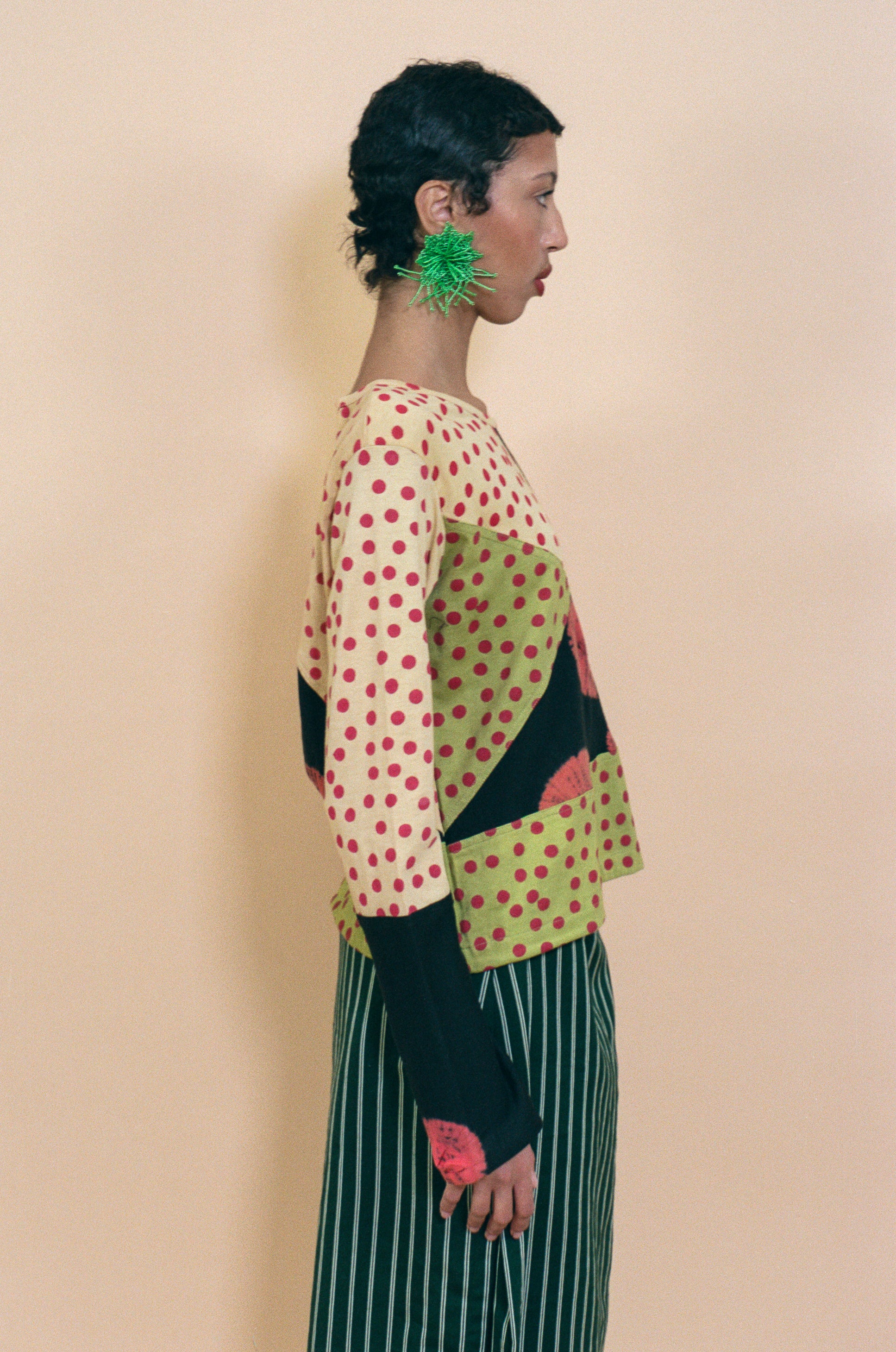 cotton long sleeve classic cut tie dye top