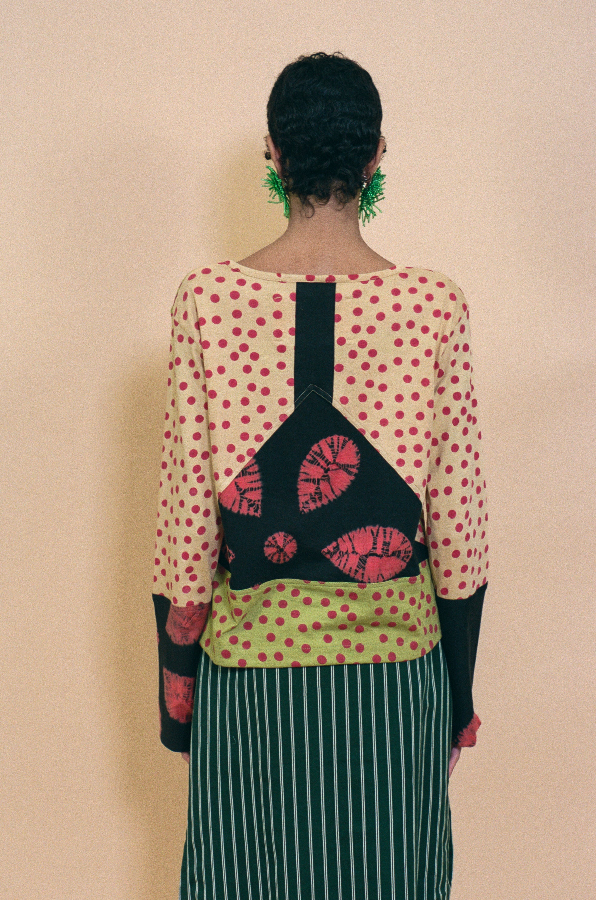 cotton long sleeve classic cut tie dye top