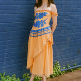 LIANA DRESS IN PAPAYA/BLUE PRESALE